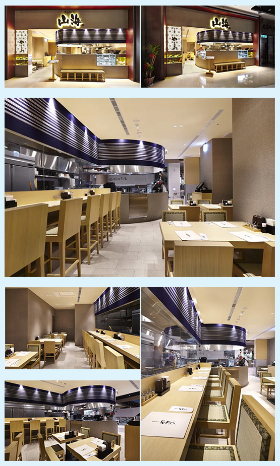天ぷら屋［台湾/桃園市］内装デザイン事例（博多天麩羅 山海 桃園大江店）